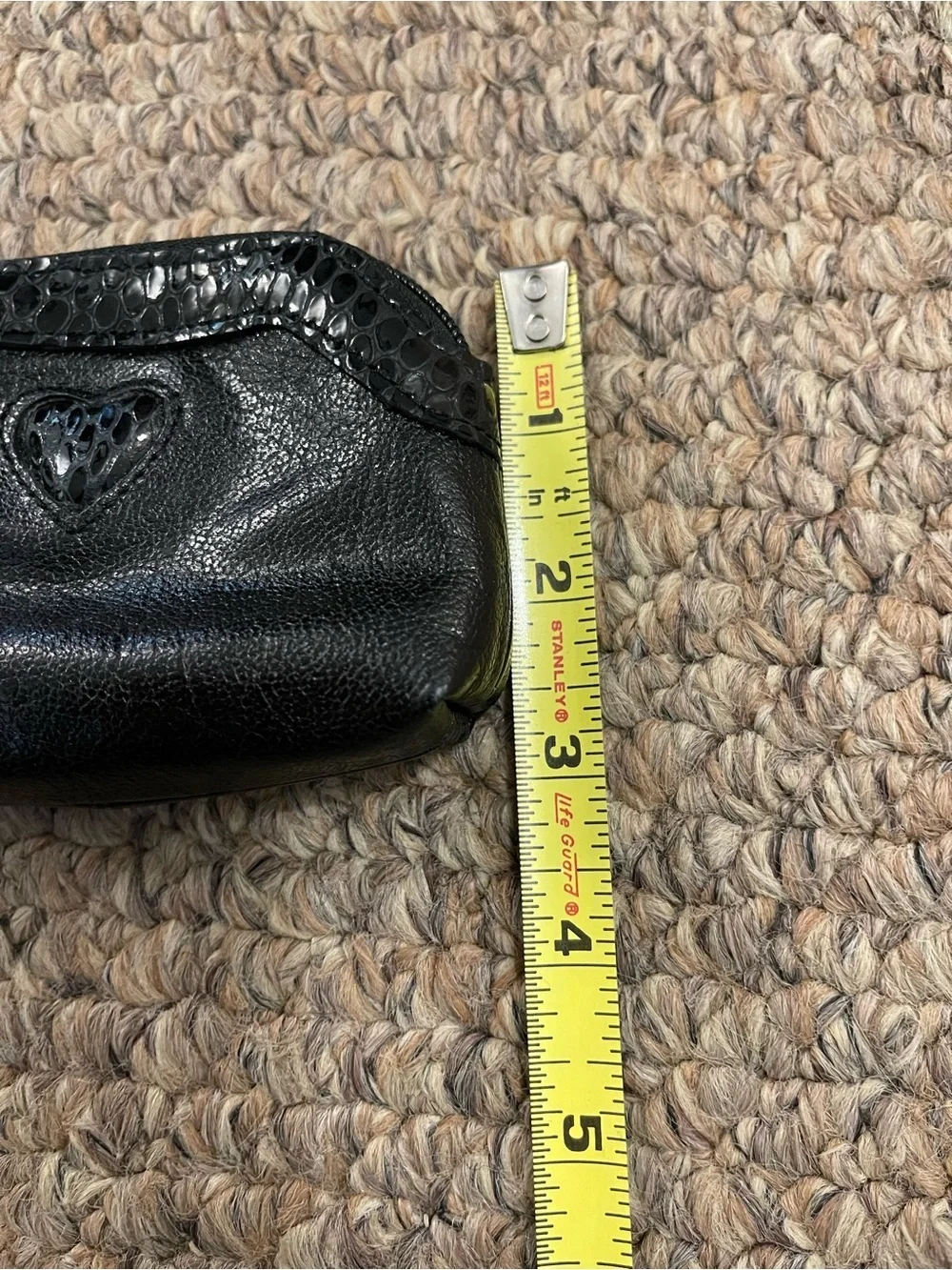 Brighton Black Leather Heart Coin Purse Croc Embossed Trim Vintage Pouch Wallet